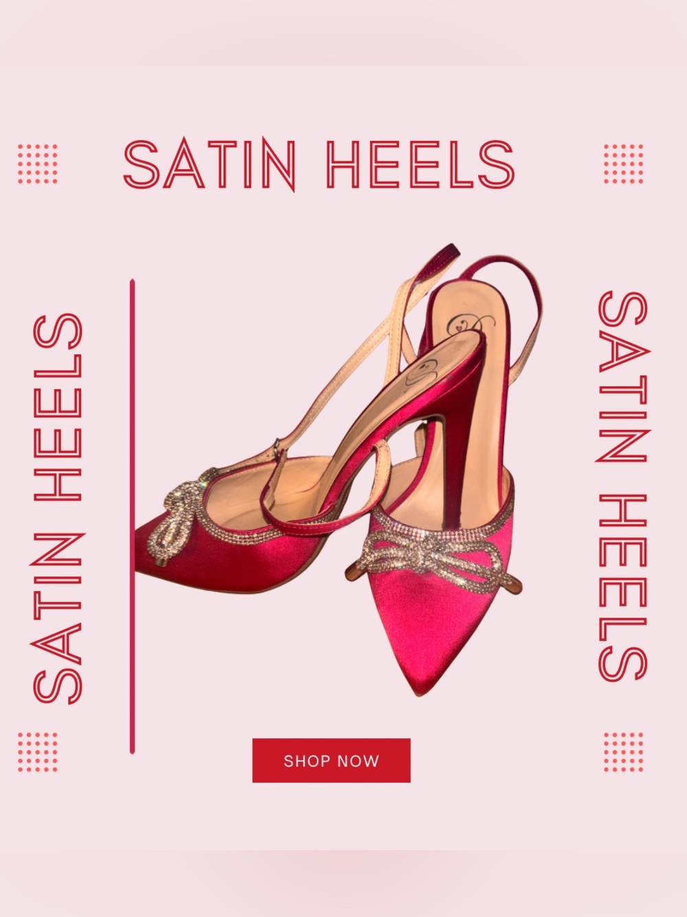Red Pointed Slingback Heels with Crystal Bow